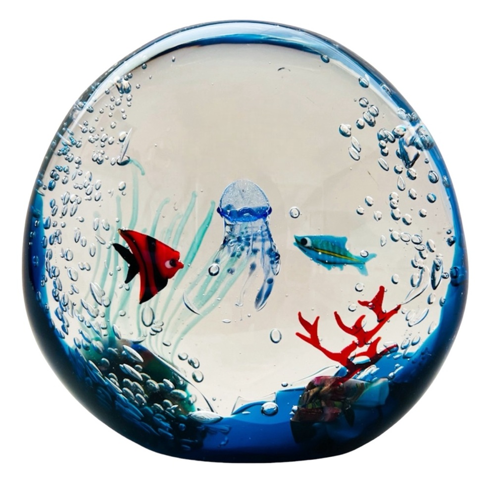 Murano Aquarium Fish Tank Art Glass Signed by Elio Raffaeli Sculpture